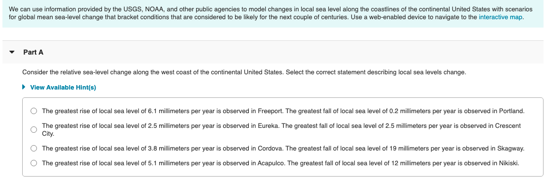 Solved We Can Use Information Provided By The USGS, NOAA, | Chegg.com