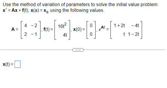Solved Use the method of variation of parameters to solve | Chegg.com