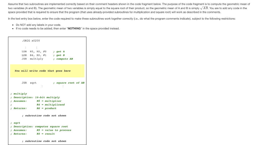 Assume That Two Subroutines Are Implemented Correctly | Chegg.com