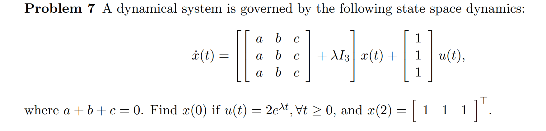 Solved Problem 7 A Dynamical System Is Governed By The | Chegg.com