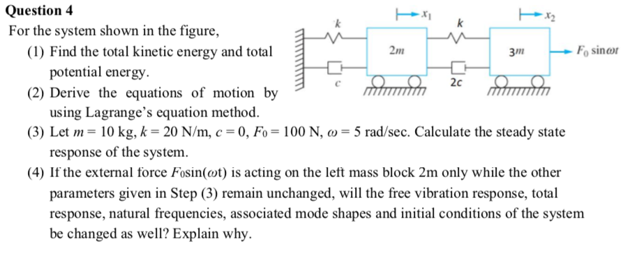 Solved k Question 4 For the system shown in the figure, (1) | Chegg.com