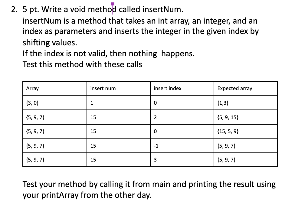 Solved JAVA Write a void method called | Chegg.com