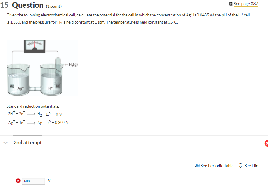 Solved 15 Question (1 point) See page 837 Given the | Chegg.com