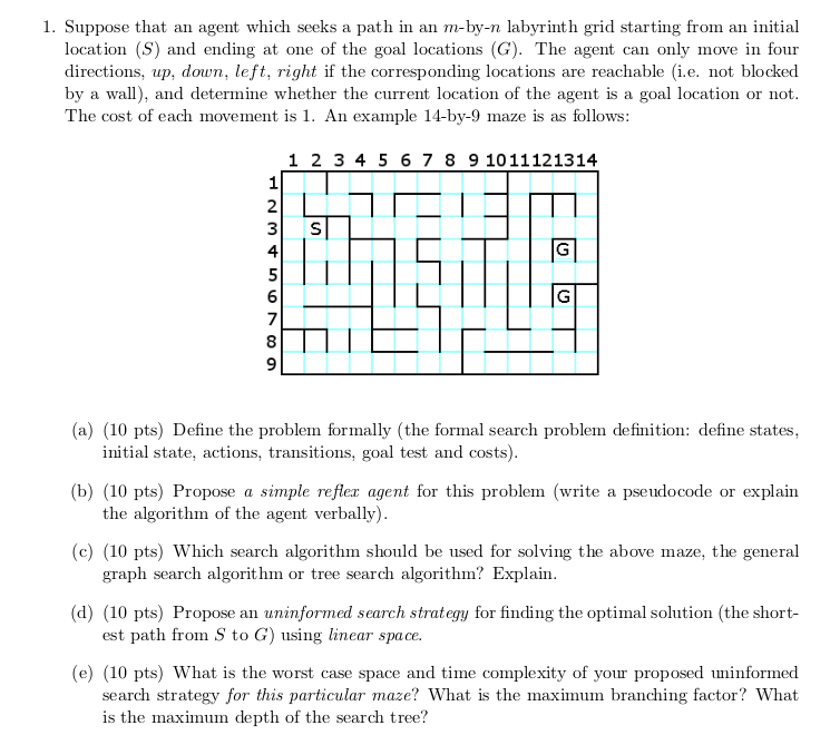 Solved 1. Suppose that an agent which seeks a path in an | Chegg.com