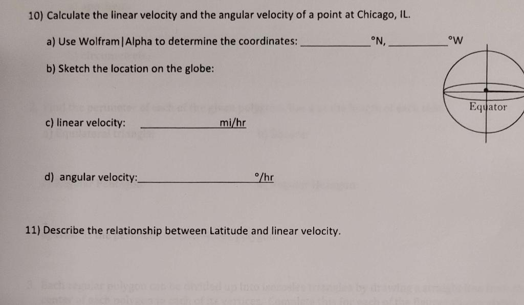 Solved 10) Calculate the linear velocity and the angular | Chegg.com