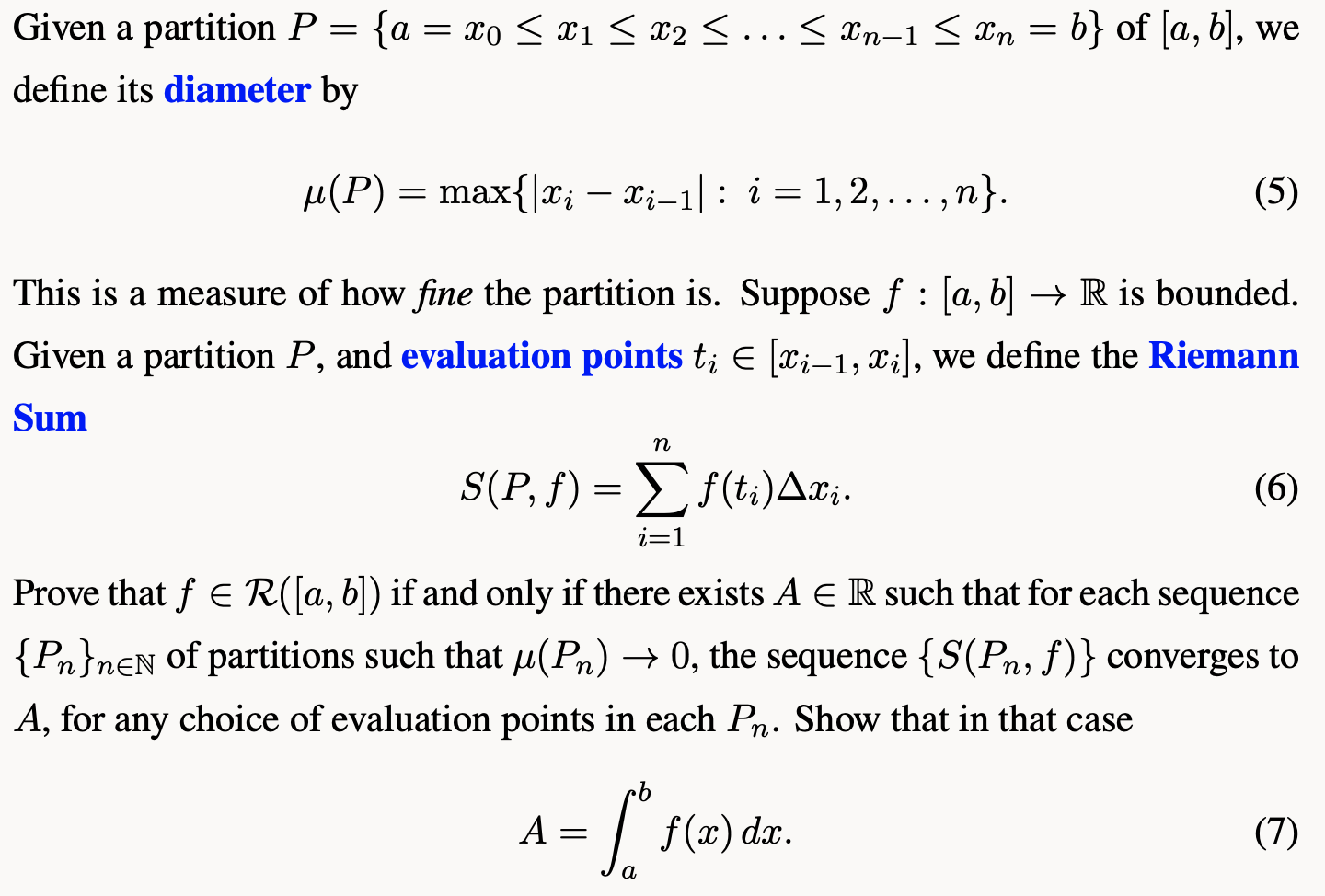 Solved Given a partition P={a=x0≤x1≤x2≤…≤xn−1≤xn=b} of | Chegg.com