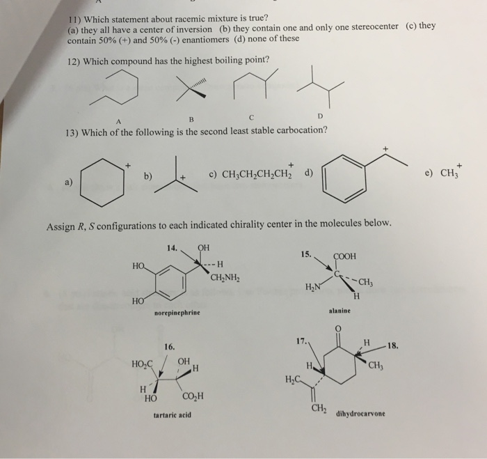 Solved Which statement about racemic mixture is true? (a) | Chegg.com