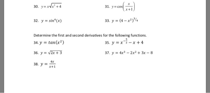 Solved 30. yx+4 31. y cos x+1 33. y (4-x2) 32. y sin (x) | Chegg.com