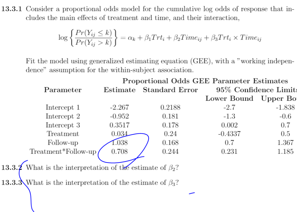 13.3.1 Consider a proportional odds model for the | Chegg.com