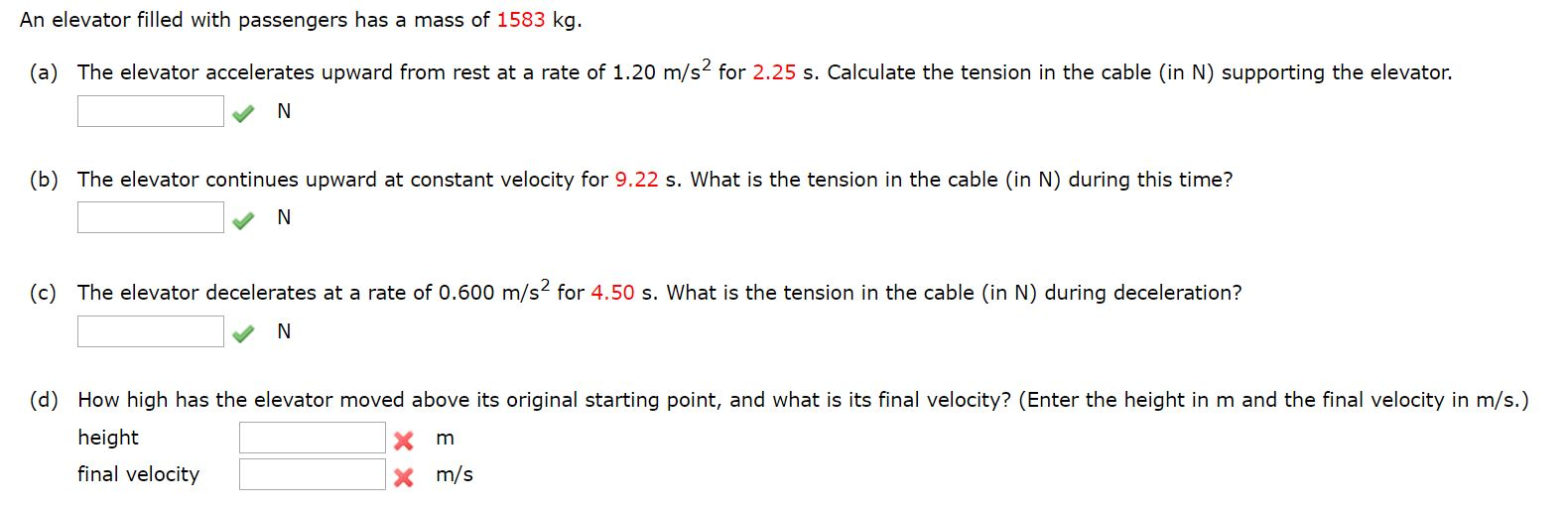 Solved An Elevator Filled With Passengers Has A Mass Of 1583 | Chegg.com