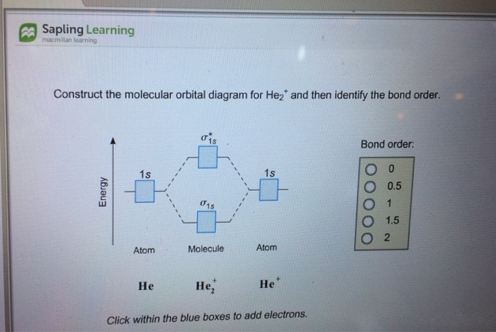 Construct The Molecular Orbital Diagram For He2 And Then Identify The ...