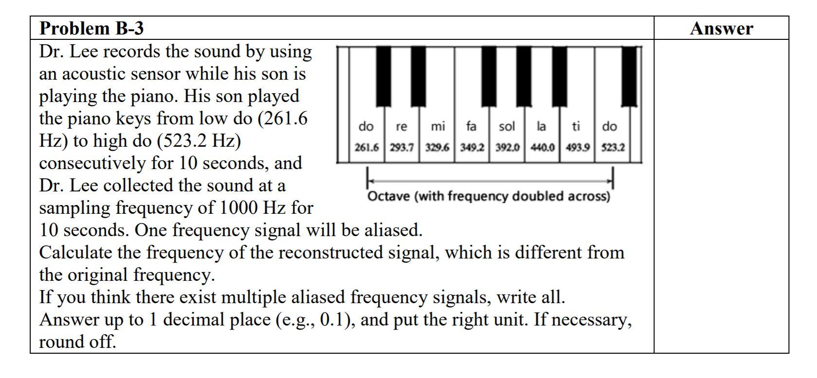 Answer re Problem B-3 Dr. Lee records the sound by | Chegg.com