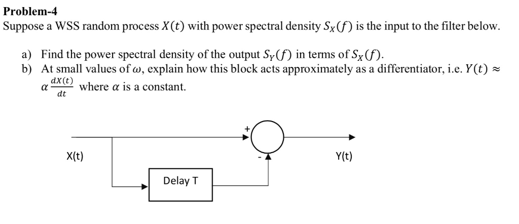 Solved Problem-4 Suppose a WSS random process X(t) with | Chegg.com