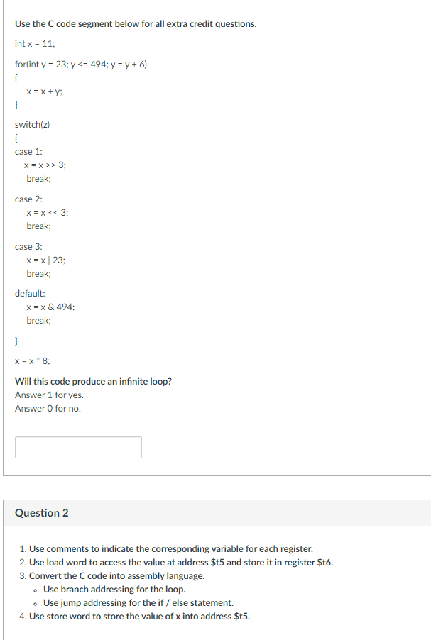 Solved Use the code segment below for all extra credit | Chegg.com
