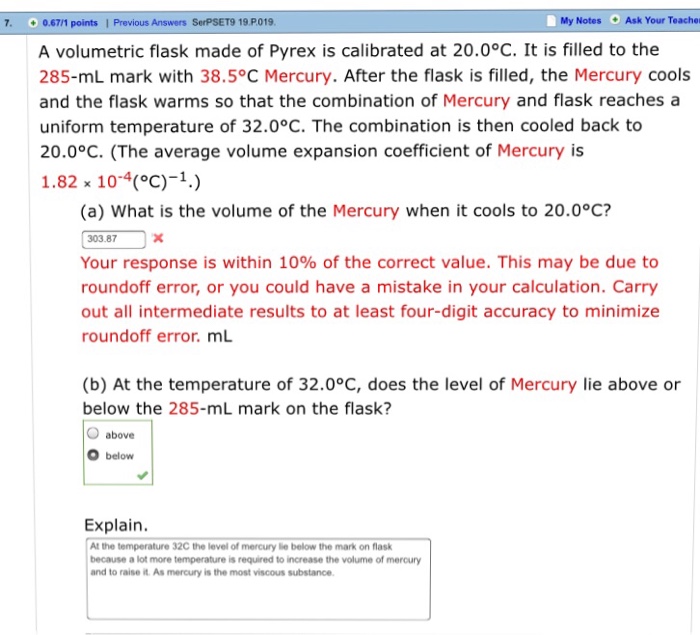 Solved A volumetric flask made of Pyrex is calibrated at