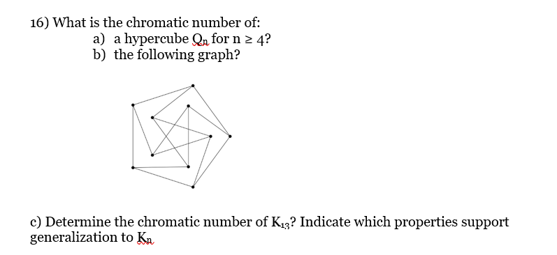 Solved 16) What is the chromatic number of: a) a hypercube | Chegg.com