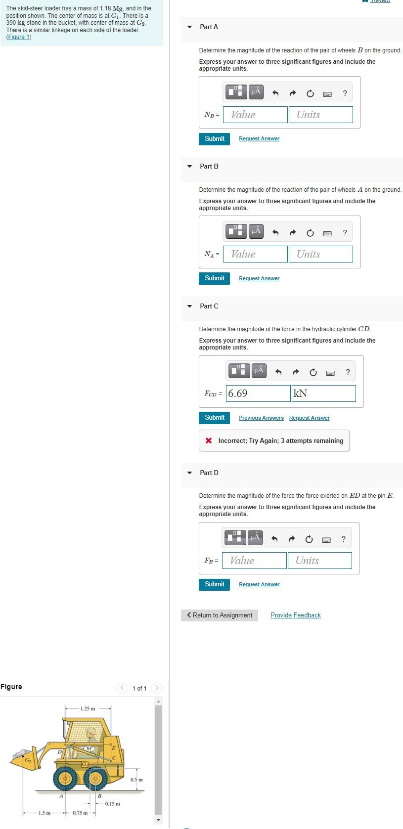 Solved The skidsteer loader has a mass of 1.18 Mg, and in
