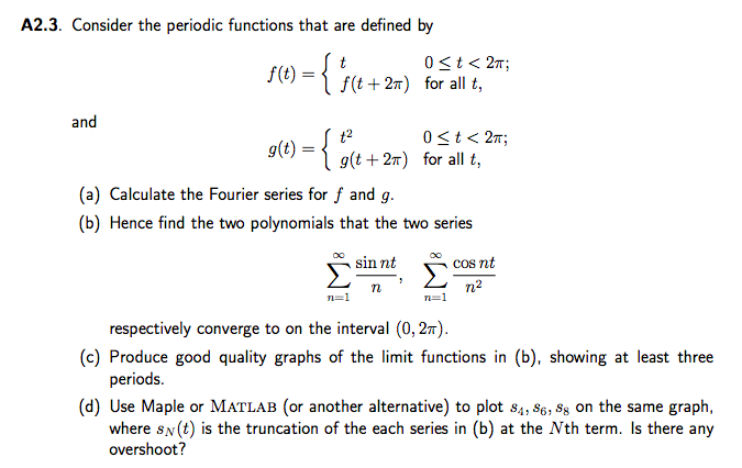 Solved A2.3. Consider the periodic functions that are | Chegg.com