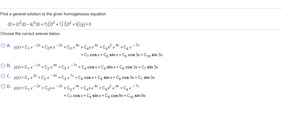 Solved Find A General Solution To The Given Homogeneous Chegg Com Solved Find A General Solution To The Given Homogeneous Chegg Com
