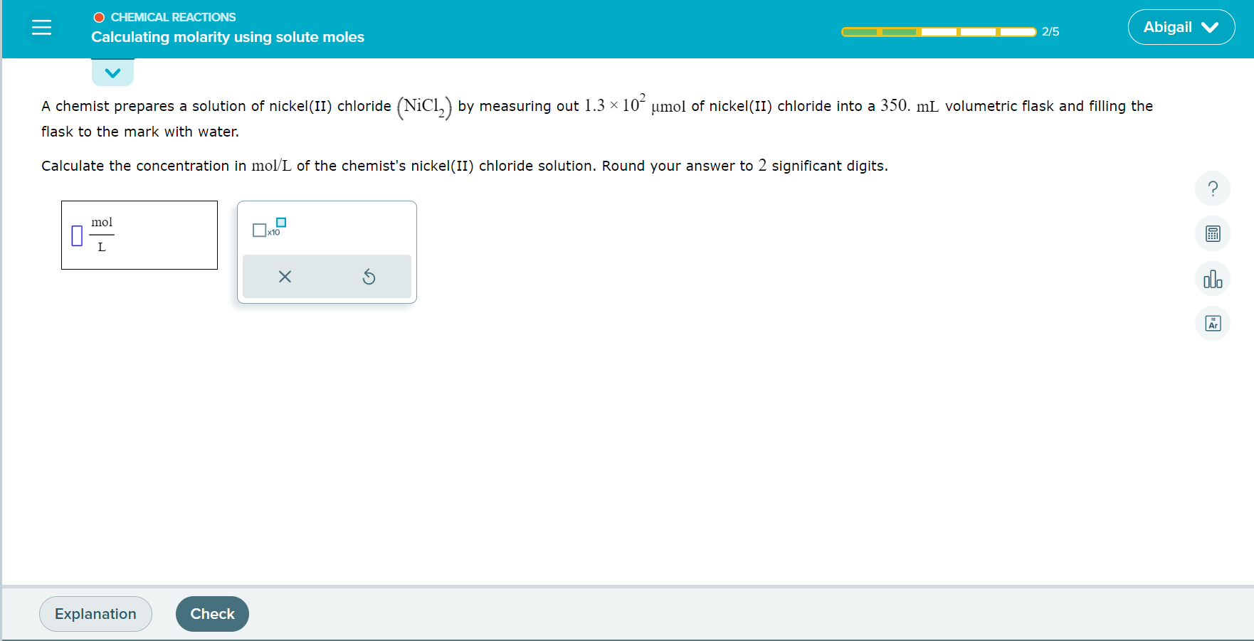 Solved A chemist prepares a solution of nickel(II) chloride | Chegg.com