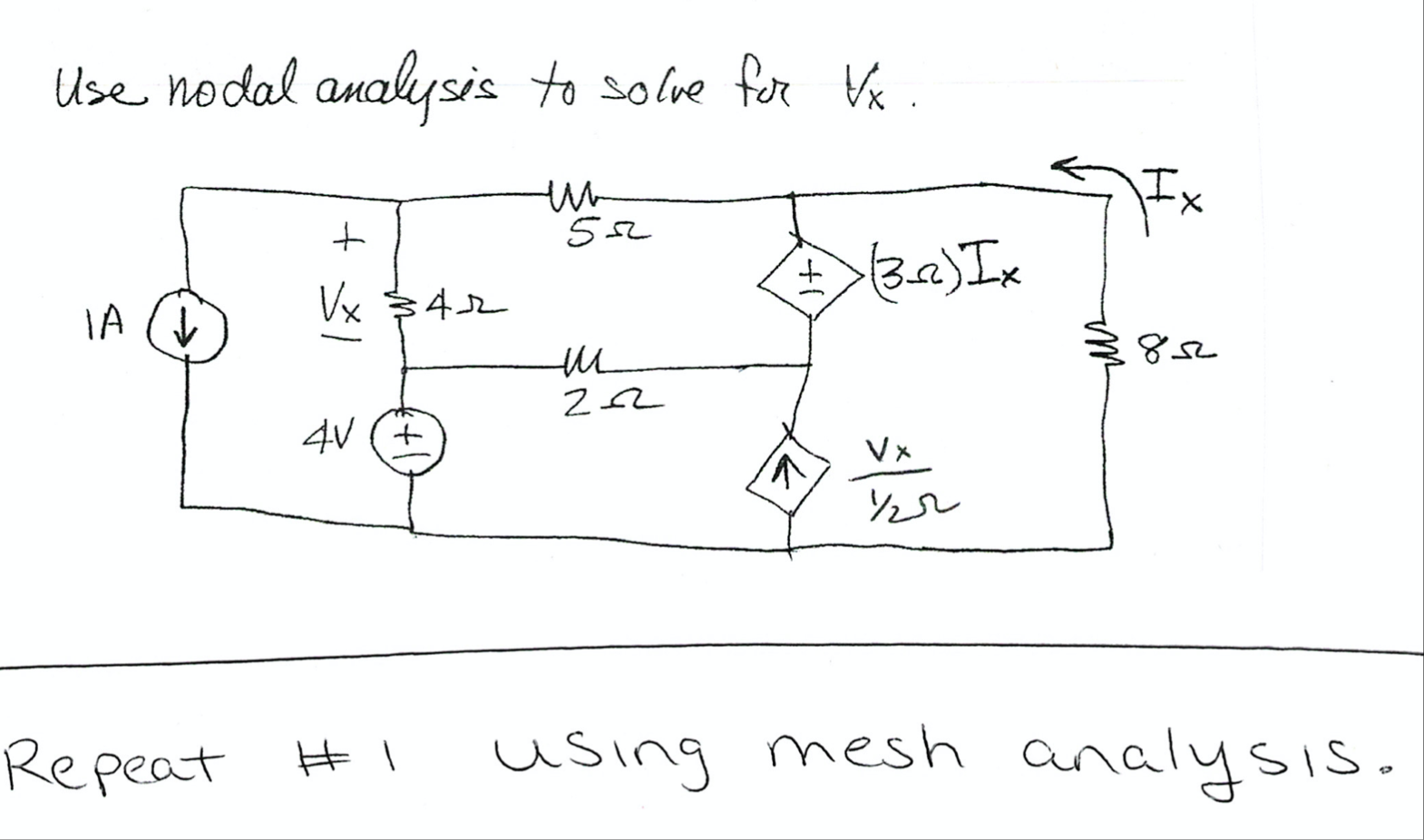 Solved Use Nodal Analysis To Solve For Vx. U 52 Fx Lxt (3.2) 