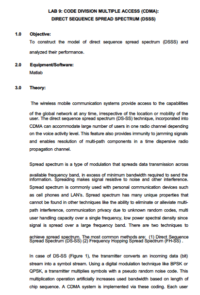 LAB 9: CODE DIVISION MULTIPLE ACCESS (CDMA): DIRECT | Chegg.com