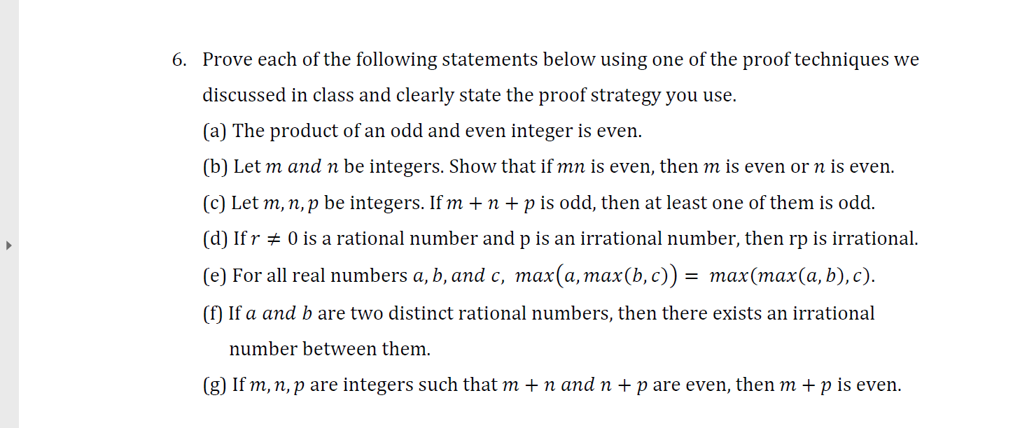 Solved 6. Prove Each Of The Following Statements Below Using | Chegg.com