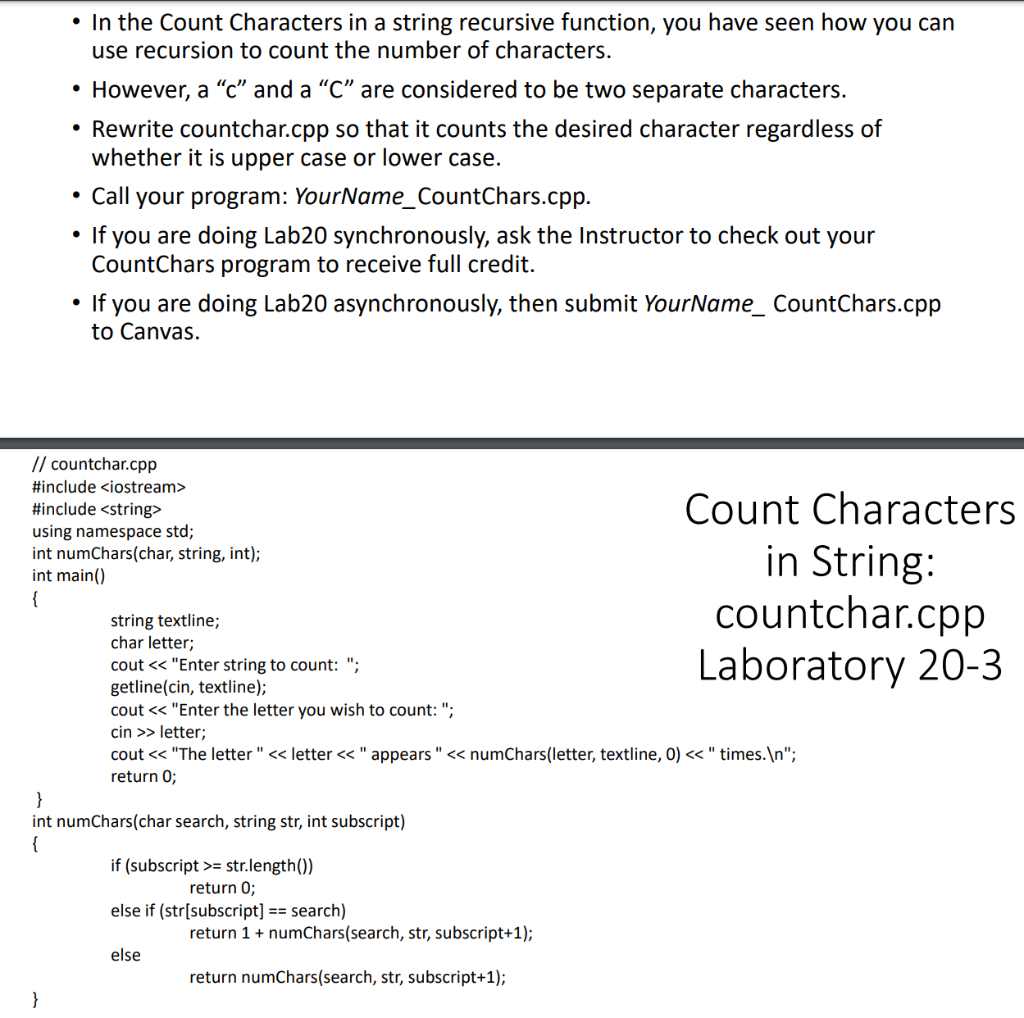 Solved . • In the Count Characters in a string recursive | Chegg.com