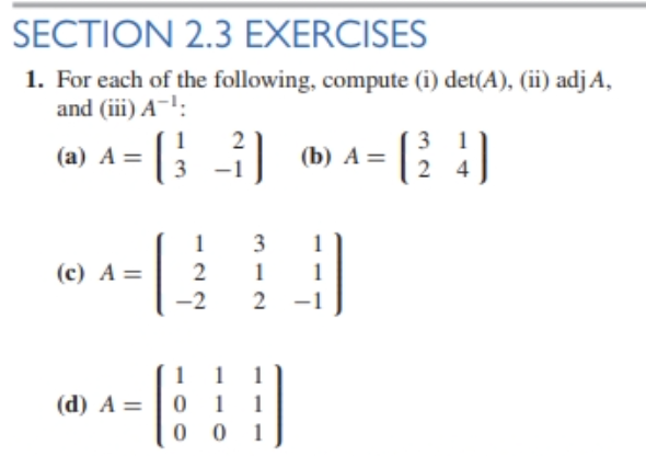 Solved SECTION 2.3 EXERCISES 1. For each of the following, | Chegg.com
