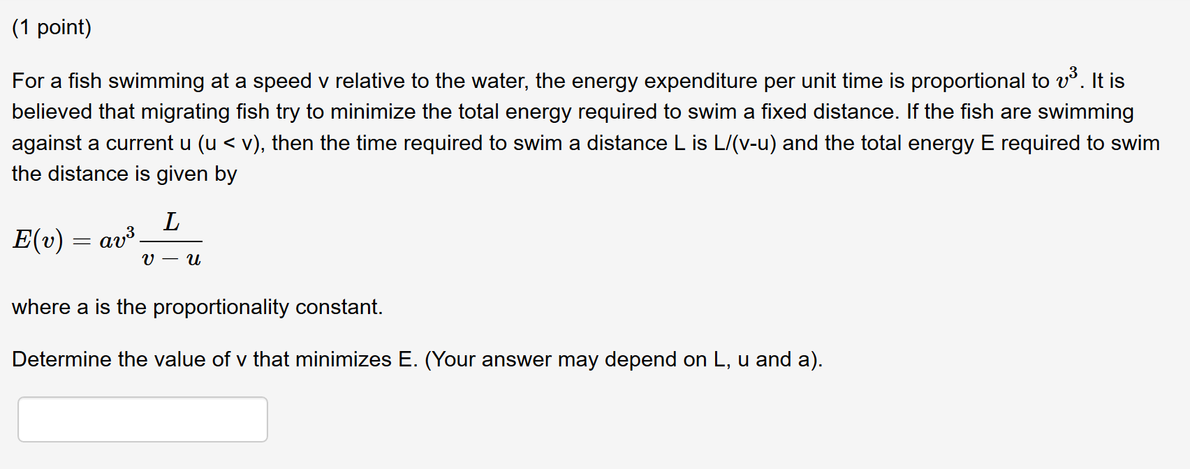 Solved 1 Point For A Fish Swimming At A Speed V Relativ Chegg Com