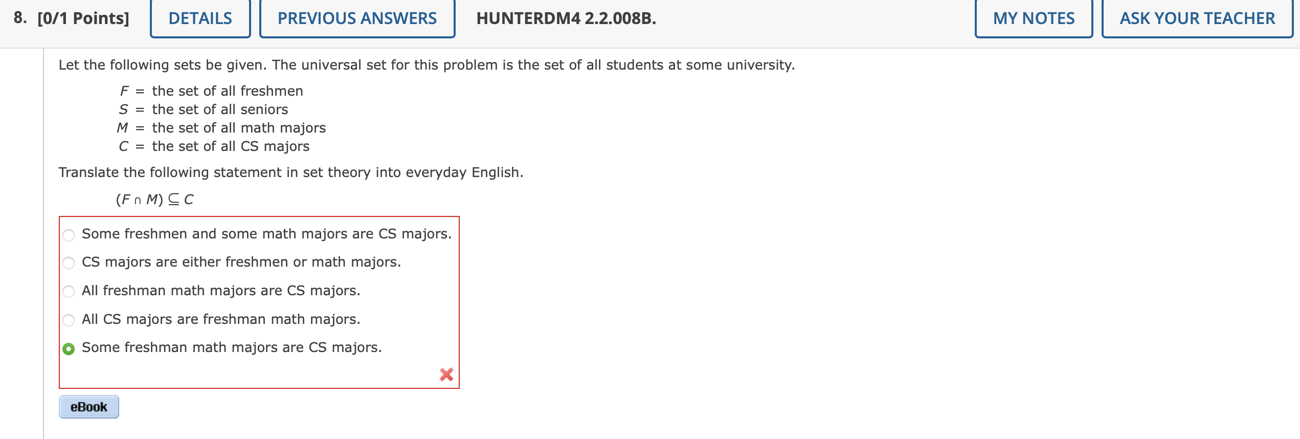 Solved Let the following sets be given. The universal set | Chegg.com