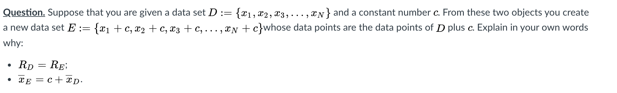 Solved Question. Suppose that you are given a data set D := | Chegg.com