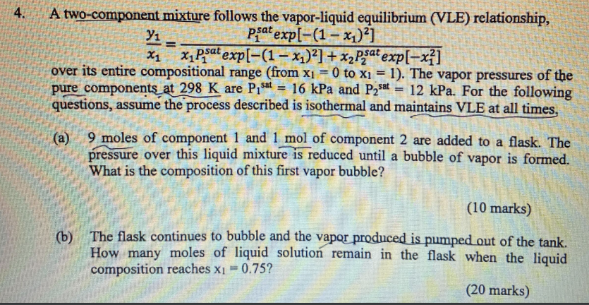 Solved A Two-component Mixture Follows The Vapor-liquid | Chegg.com