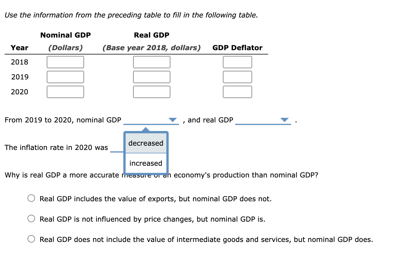 Solved 5. Real versus nominal GDP Consider a simple economy
