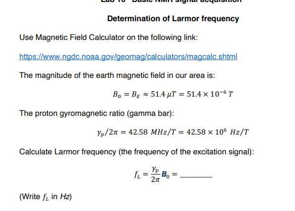 computer Donau Kontrakt Solved Determination of Larmor frequency Use Magnetic Field | Chegg.com