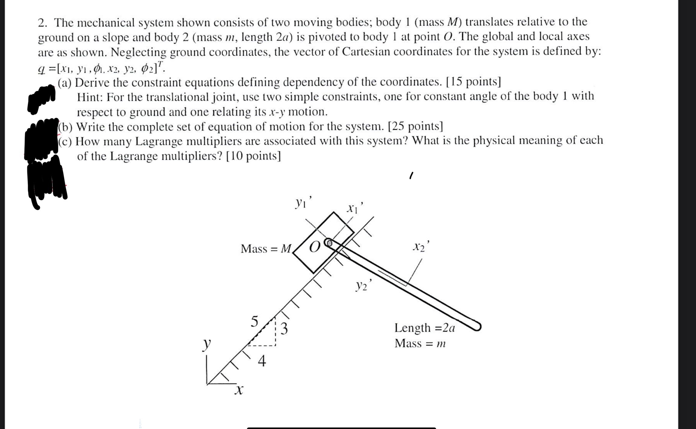 Solved 2. The mechanical system shown consists of two moving | Chegg.com
