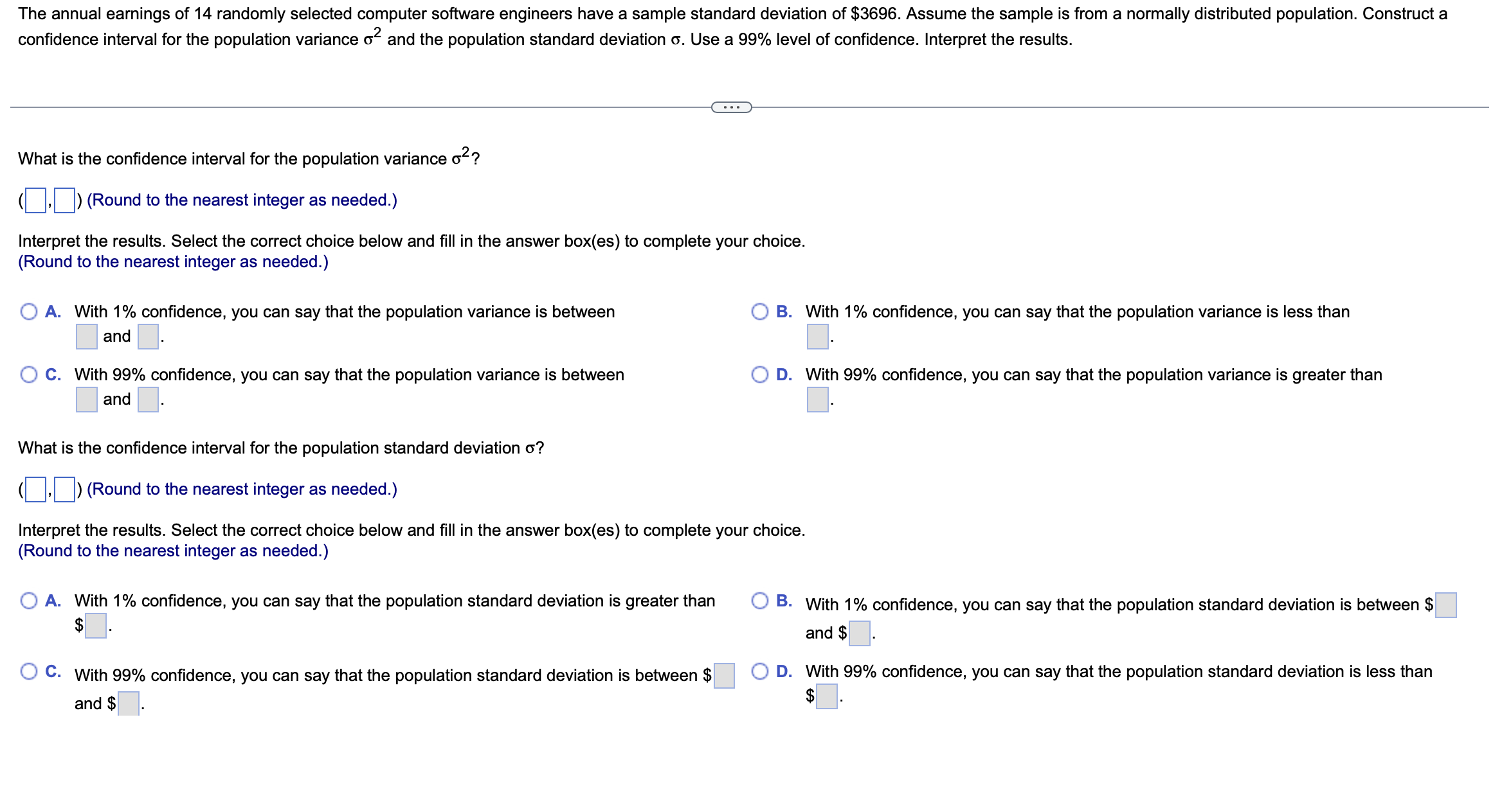 Solved confidence interval for the population variance σ2 | Chegg.com