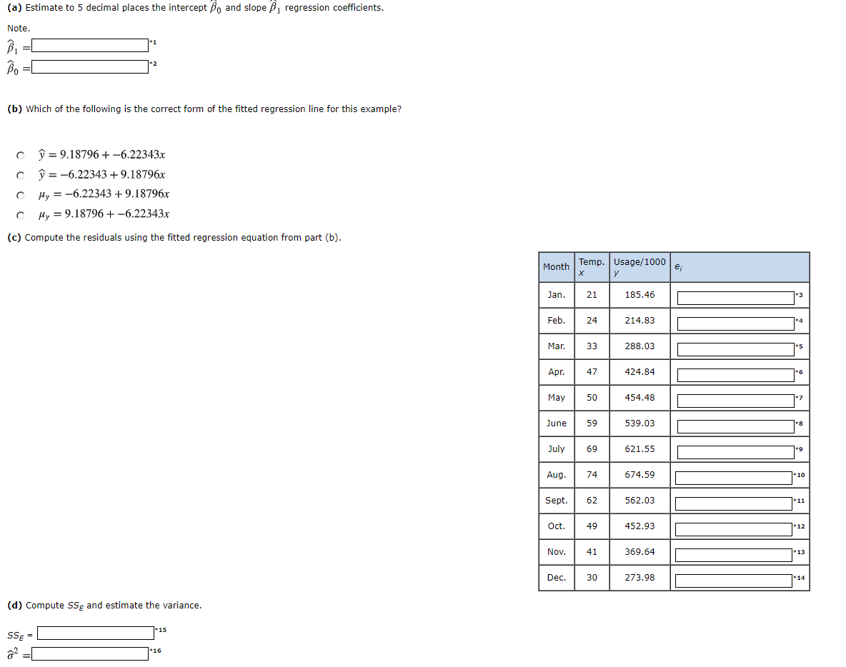 Solved A Estimate To 5 Decimal Places The Intercept Bo And 5524