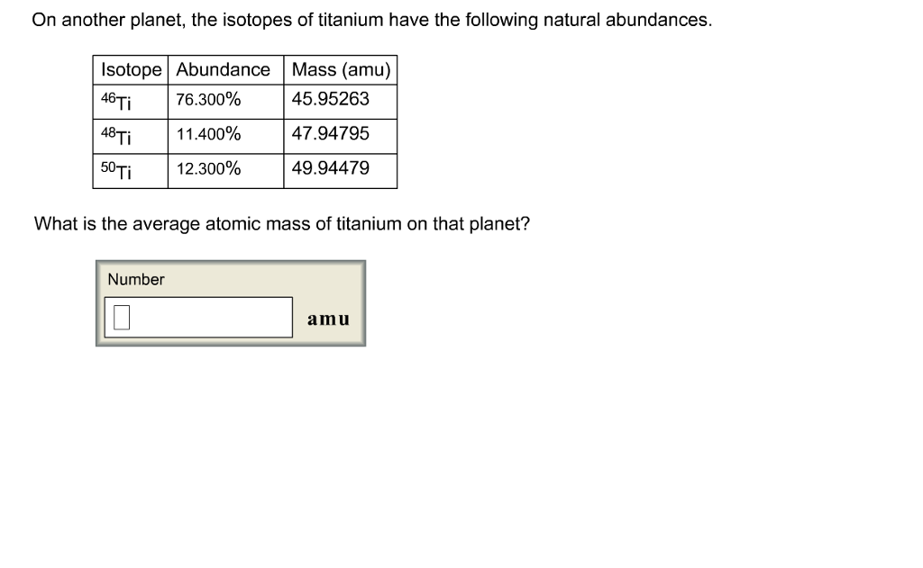 Solved On another planet, the isotopes of titanium have the | Chegg.com