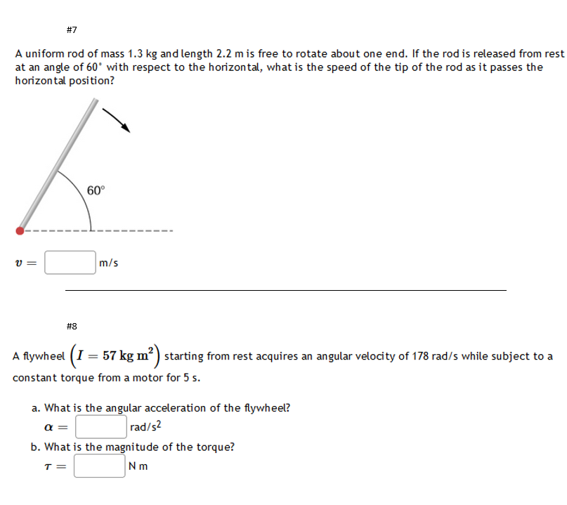 Solved A uniform rod of mass 1.3 kg and length 2.2 m is free | Chegg.com