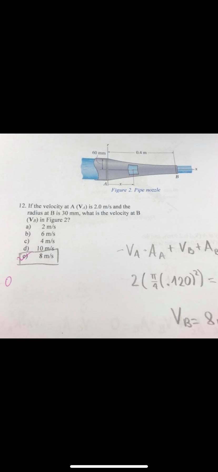 Solved Ub Va Figure 1 Pipe Tee 11 If The Velocity At A Chegg Com