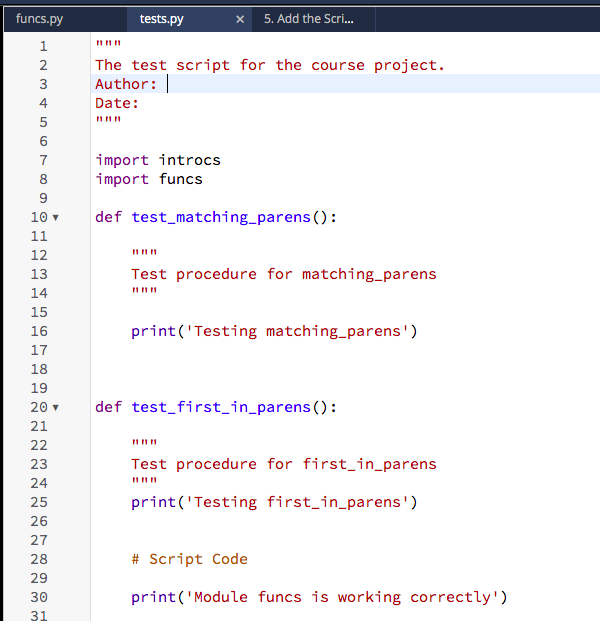 At the bottom of tests.py, below the test procedures, | Chegg.com