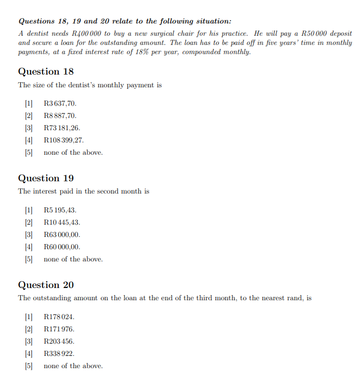 Solved Questions 18, 19 and 20 relate to the following | Chegg.com