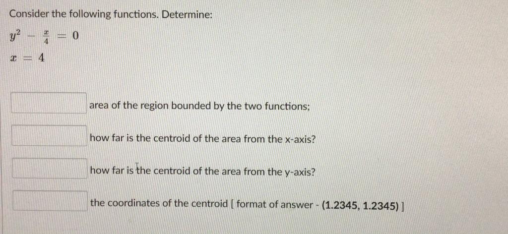 Solved Consider the following functions. Determine: y? – 0 = | Chegg.com