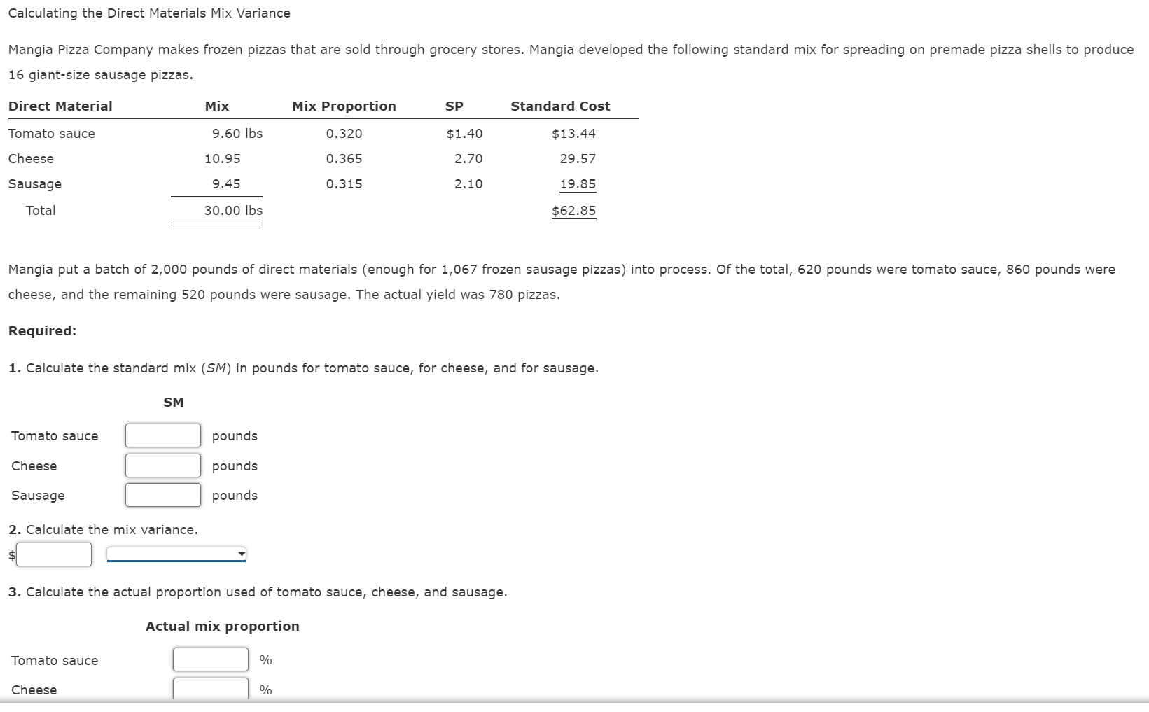 Solved Calculating the Direct Materials Mix Variance 16 | Chegg.com