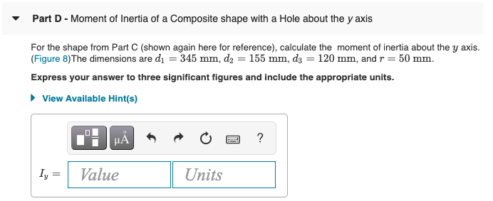 Solved Part C-Moment Of Inertia Of A Composite Shape With A | Chegg.com