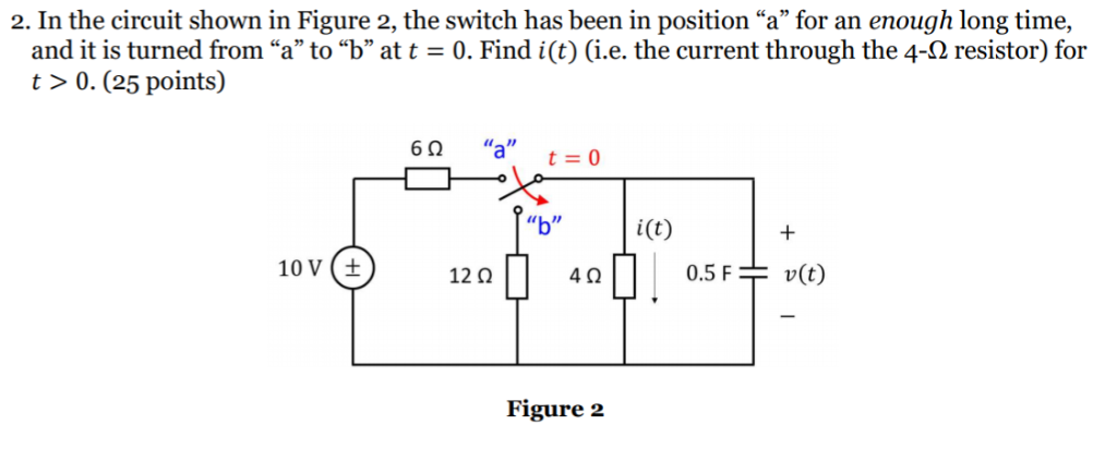 Solved 2. In the circuit shown in Figure 2, the switch has | Chegg.com