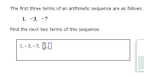 Solved The first three terms of an arithmetic sequence are | Chegg.com
