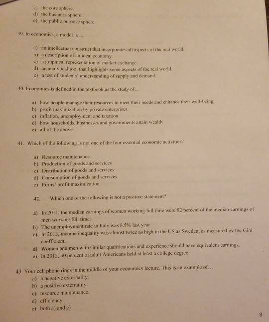 Solved c) the core sphere. d) the business sphere. e) the