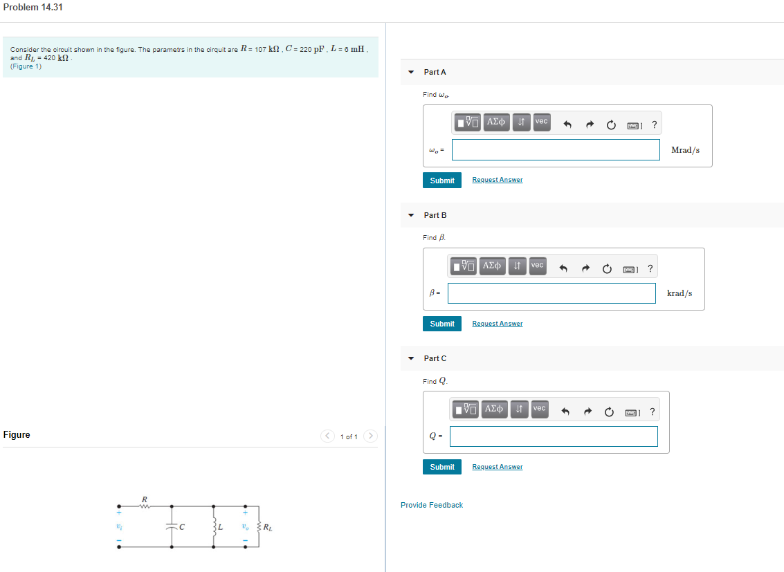 Solved Problem 14.31 Consider the circuit shown in the | Chegg.com